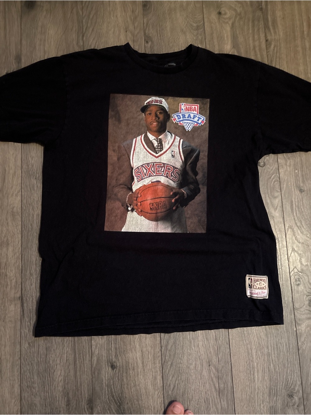 & Other Stories Black Graphic NBA Draft Tee with Sixers Print